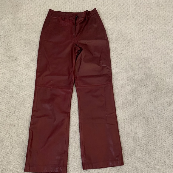 Akris Pants - Gorgeous Akris maroon leather pants.